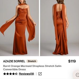 Azazie Sorrel 2-Piece Corset Dress in Burnt Orange